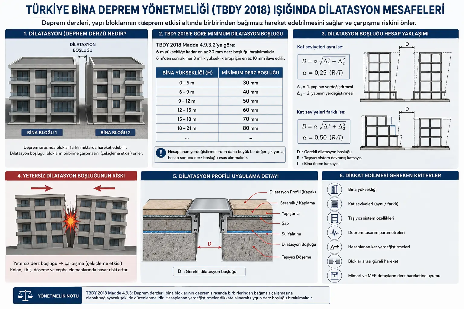 Türkiye Bina Deprem Yönetmeliği (TBDY 2018) Işığında Dilatasyon Mesafelerinin İncelenmesi